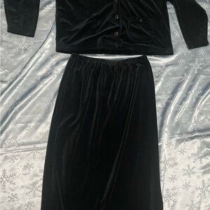 Vintage Abraxas Women's Velvet Elastic-Waist Maxi Skirt and jacket size large